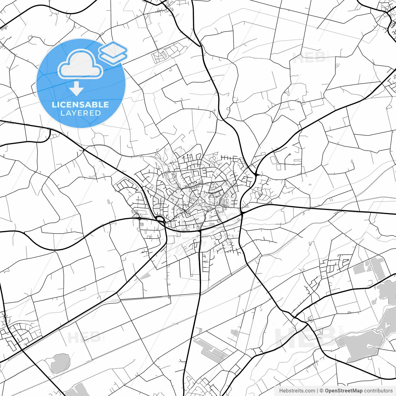 Layered PDF map of Delbruck, North Rhine-Westphalia, Germany