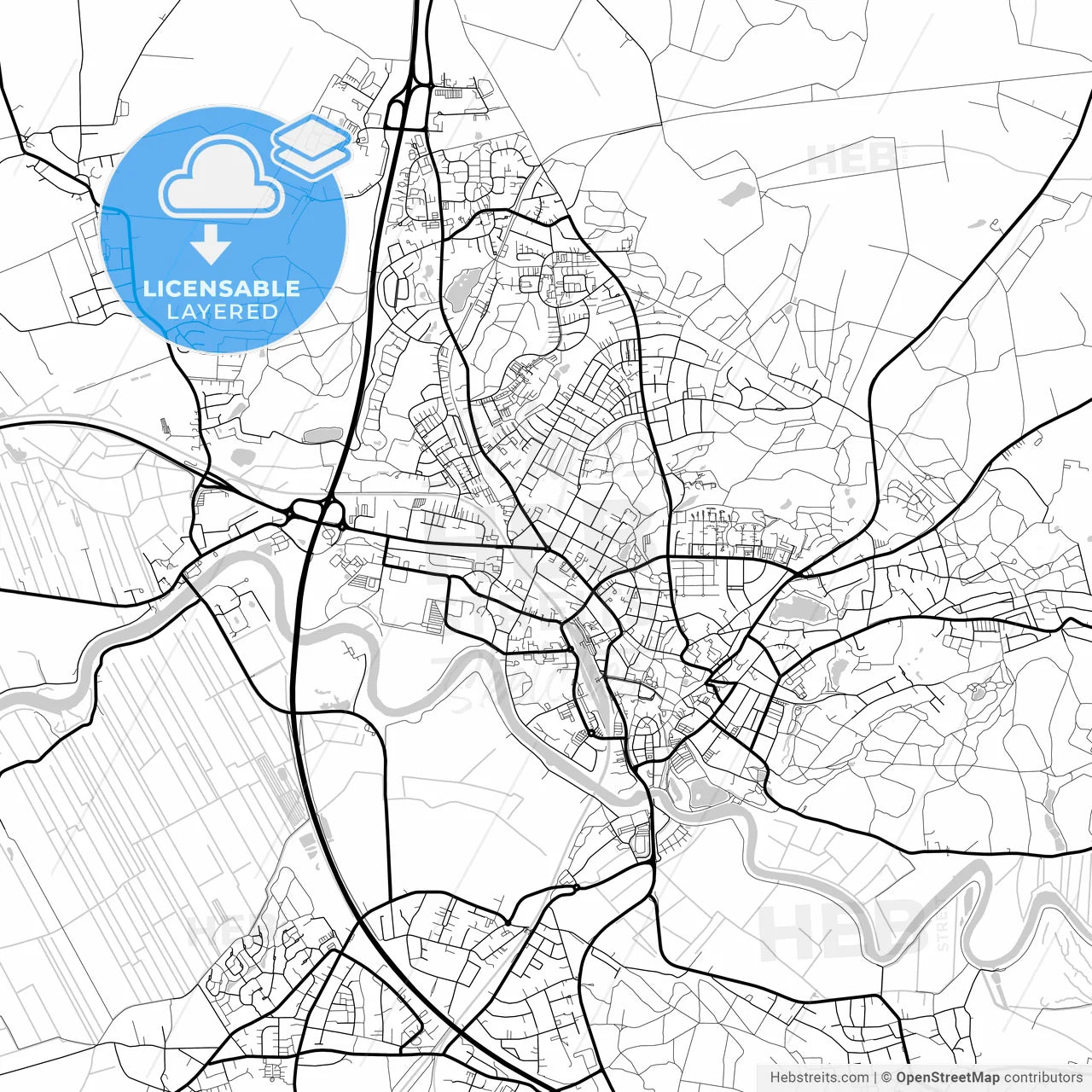 Layered PDF map of Itzehoe, Schleswig-Holstein, Germany