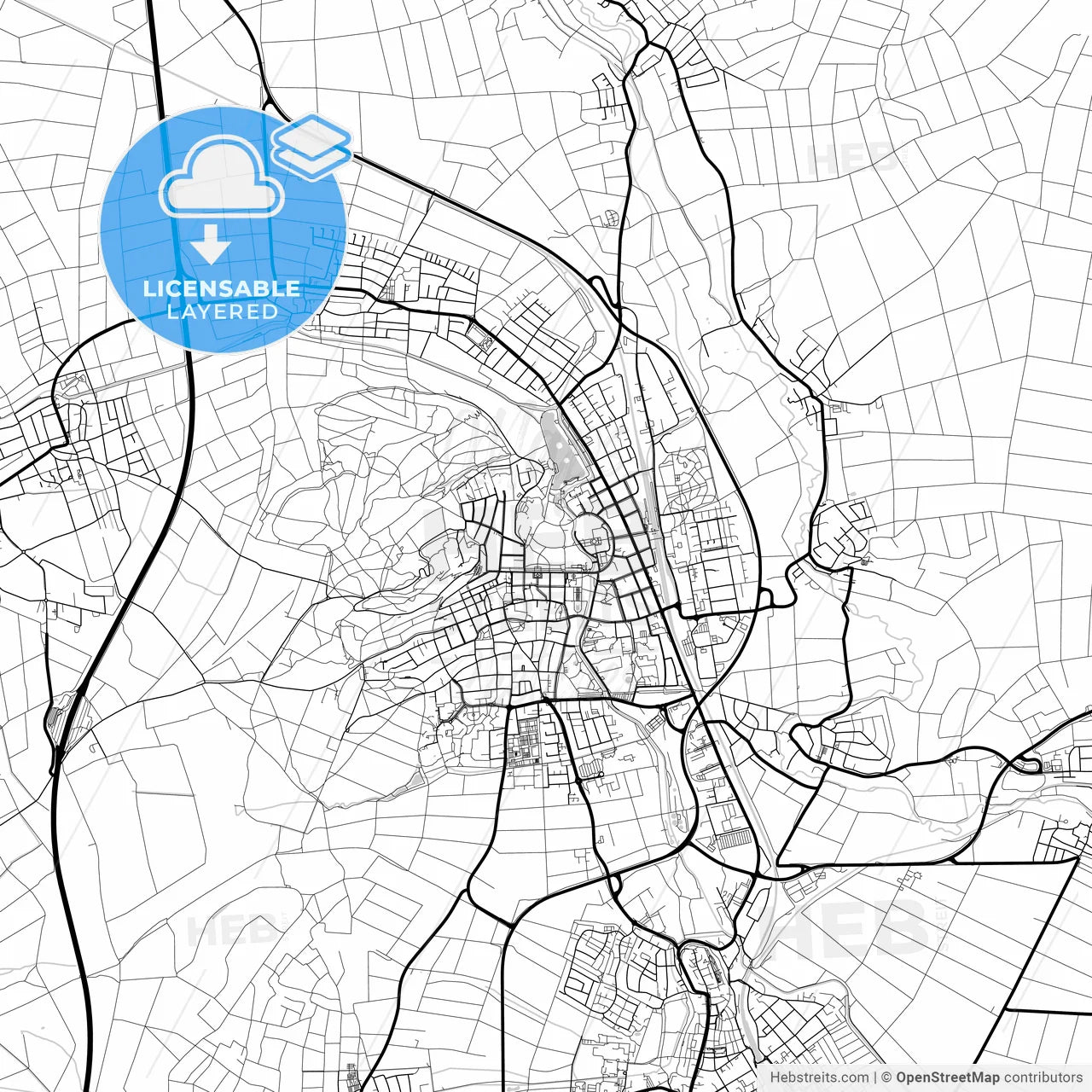 Layered PDF map of Bad Nauheim, Hesse, Germany