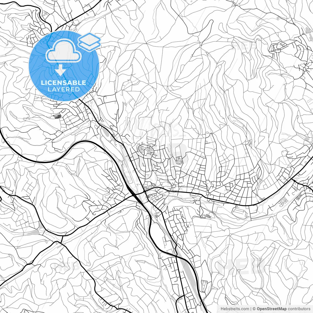 Layered PDF map of Kreuztal, North Rhine-Westphalia, Germany