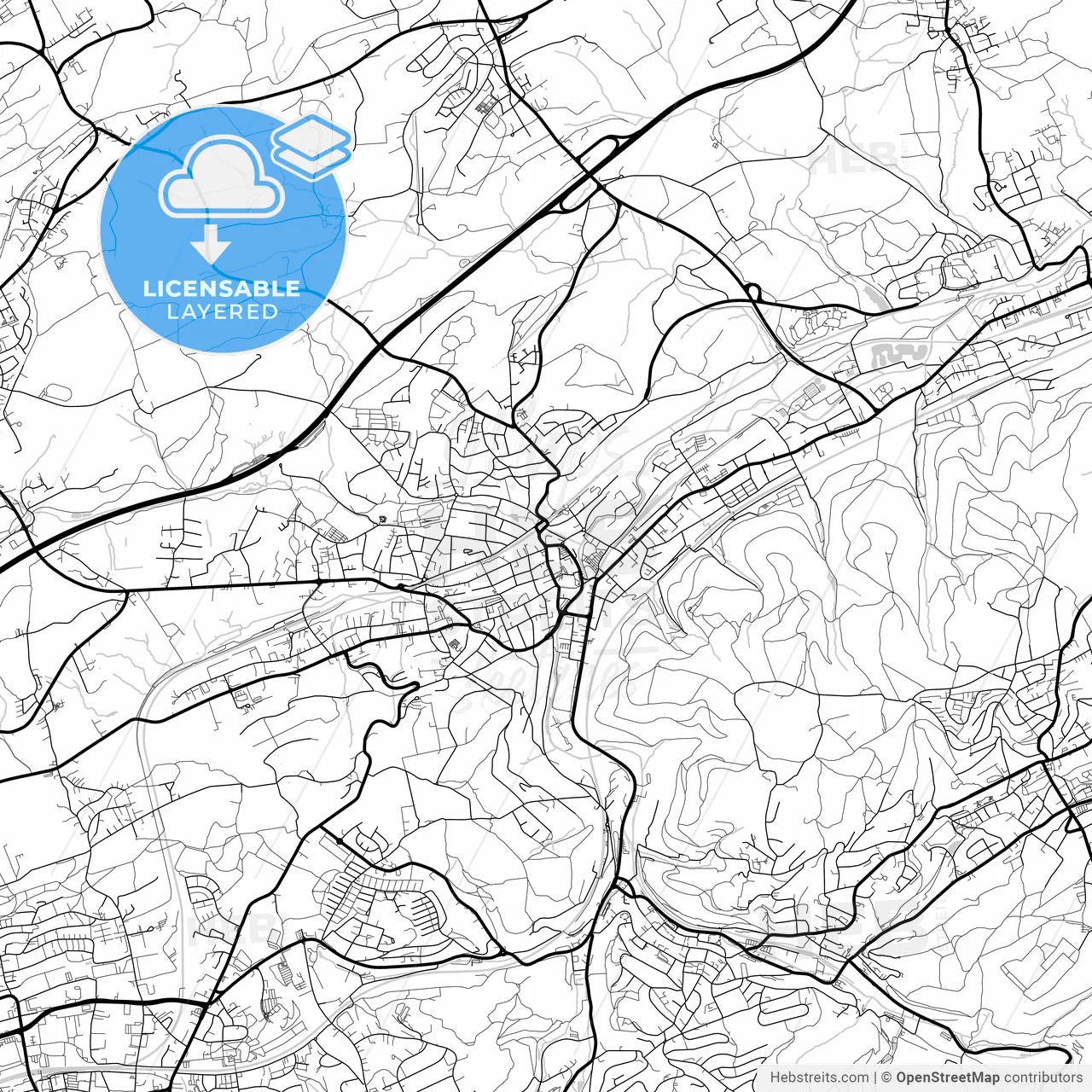 Layered PDF map of Gevelsberg, North Rhine-Westphalia, Germany