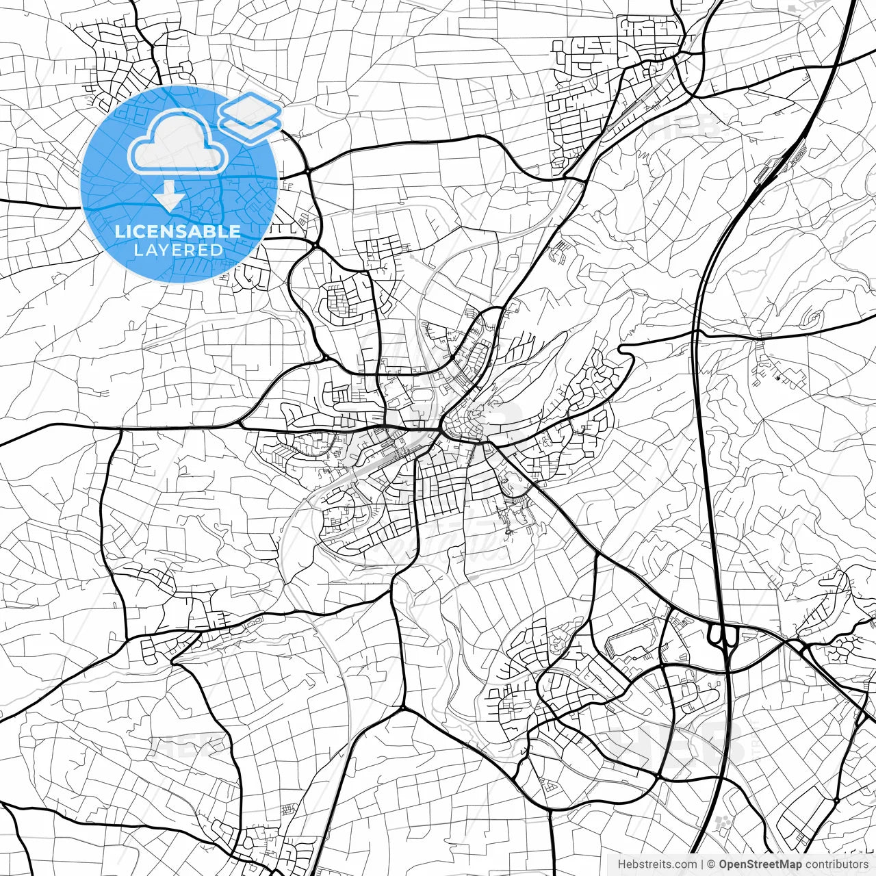 Layered PDF map of Herrenberg, Baden-Wuerttemberg, Germany