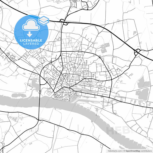 Layered PDF map of Emmerich am Rhein, North Rhine-Westphalia, Germany