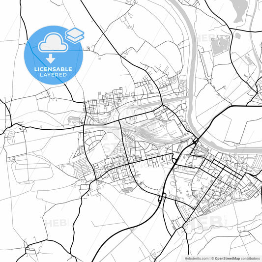 Layered PDF map of Riesa, Saxony, Germany