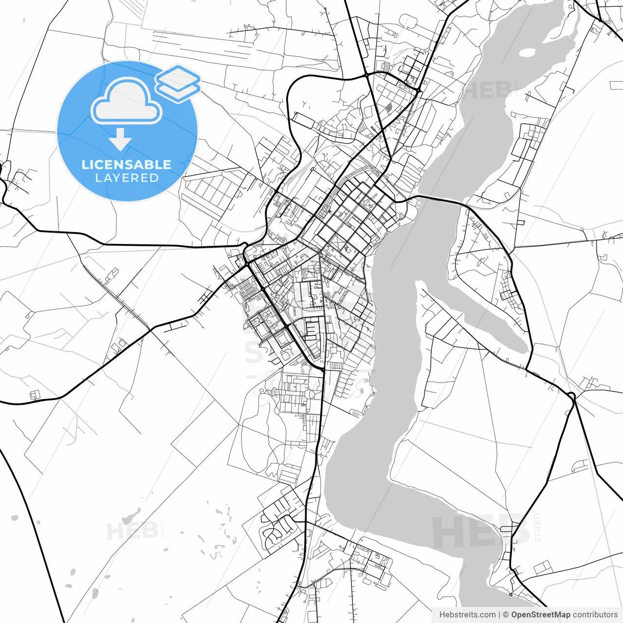 Layered PDF map of Neuruppin, Brandenburg, Germany