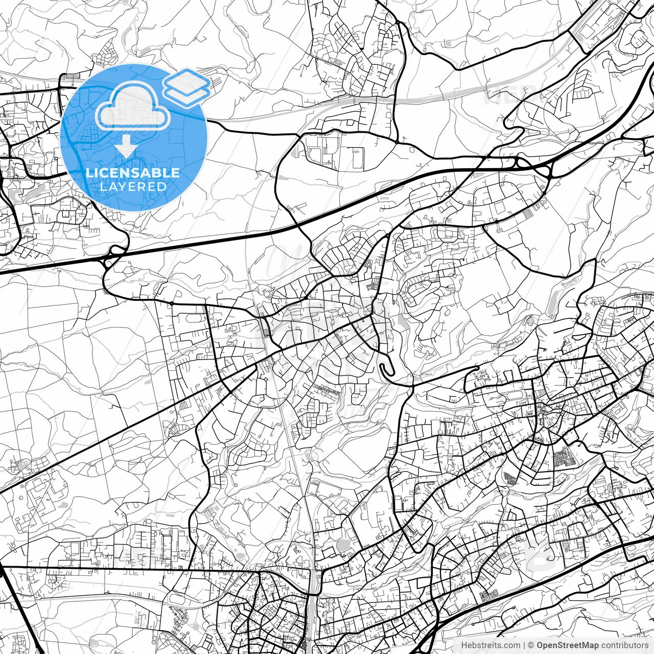Layered PDF map of Haan, North Rhine-Westphalia, Germany