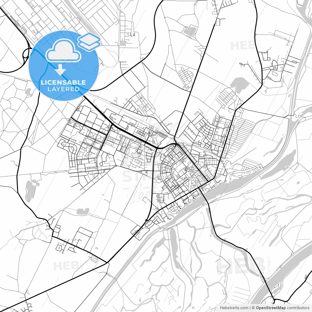 Layered PDF map of Schwedt/Oder, Brandenburg, Germany