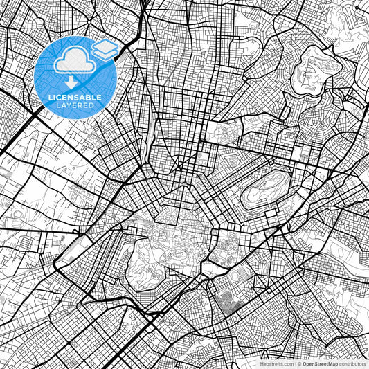 Layered PDF map of Athens, Attica, Greece
