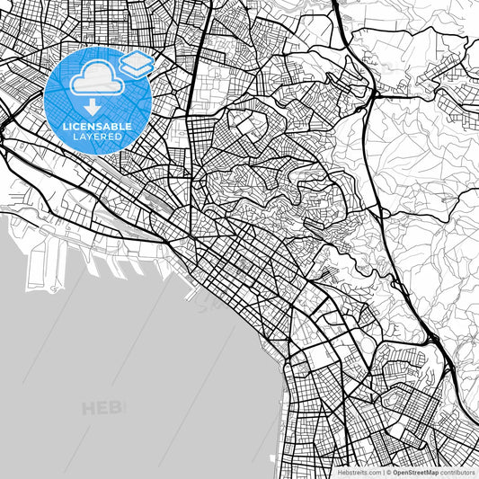 Layered PDF map of  Thessaloniki, Central Macedonia, Greece