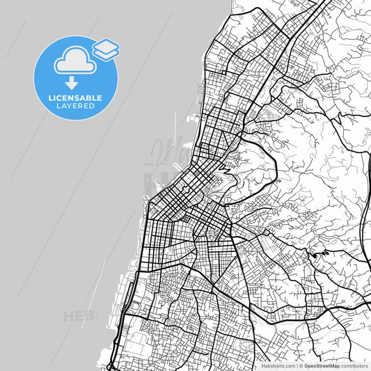 Layered PDF map of Patras, Western Greece, Greece