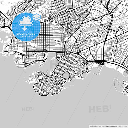 Layered PDF map of Piraeus, Attica, Greece