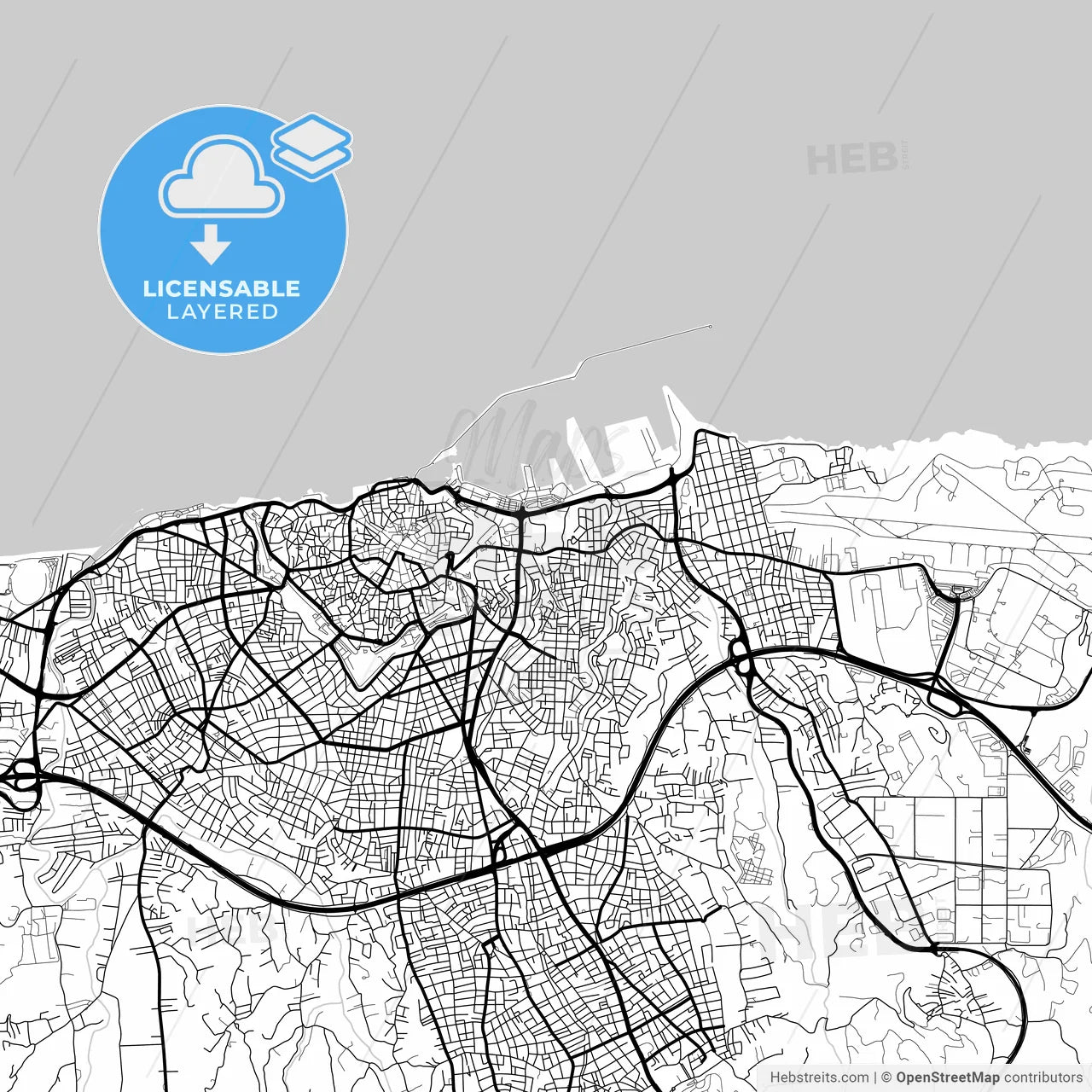 Layered PDF map of Heraklion, Crete, Greece