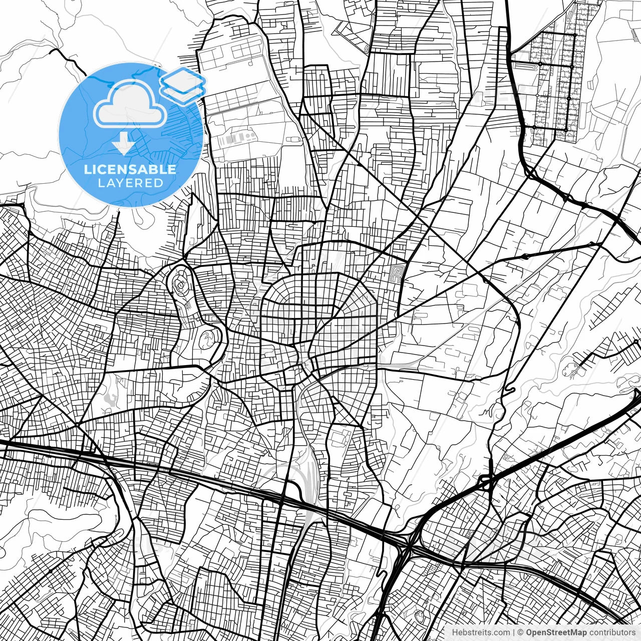 Layered PDF map of Acharnes, Attica, Greece