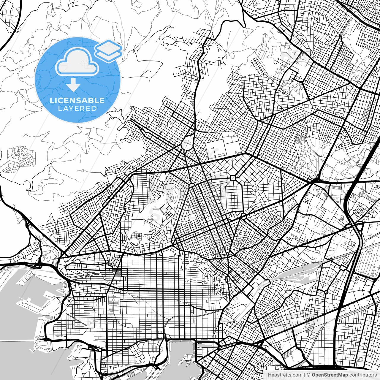 Layered PDF map of Nikaia, Attica, Greece
