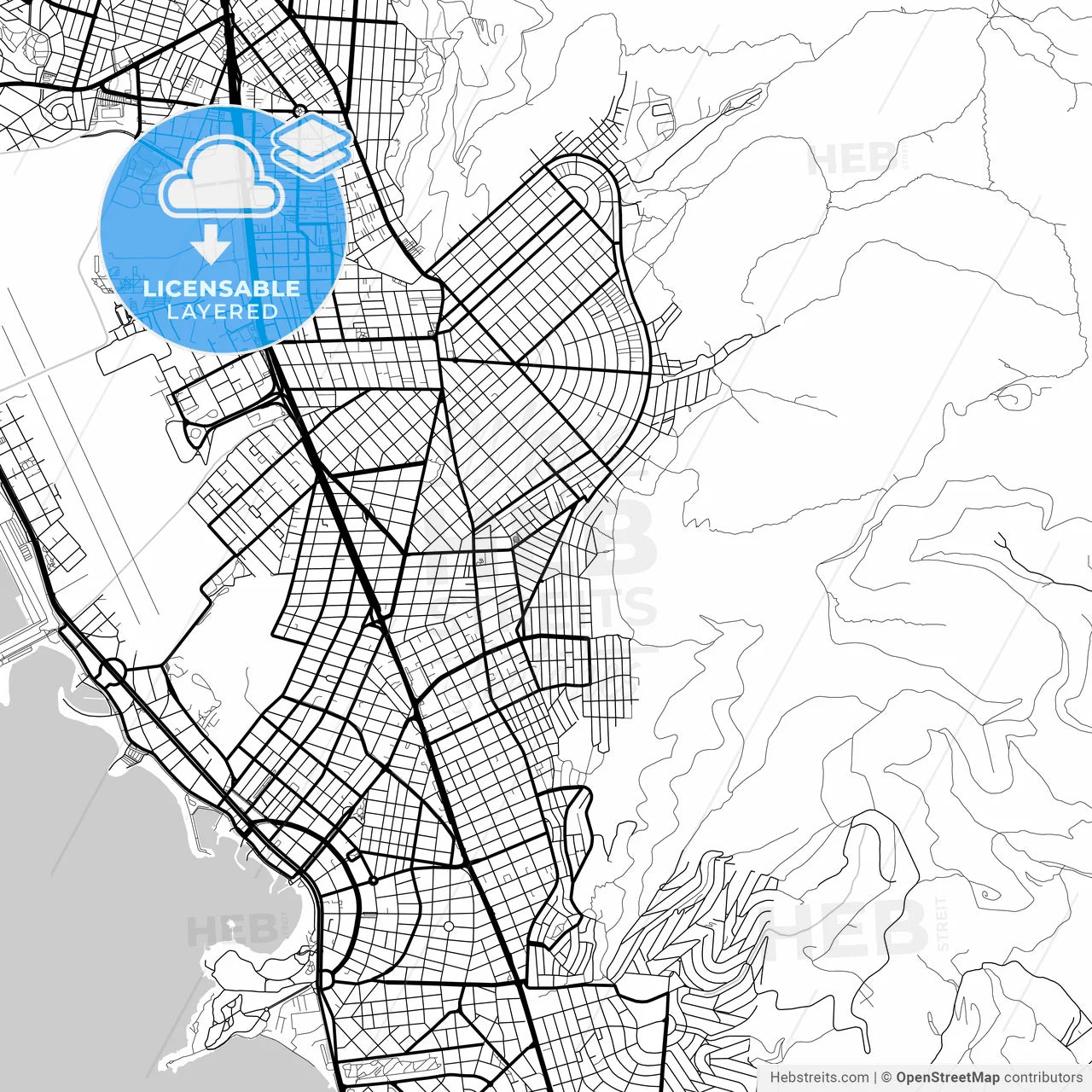 Layered PDF map of Glyfada, Attica, Greece