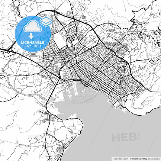 Layered PDF map of Volos, Thessaly, Greece