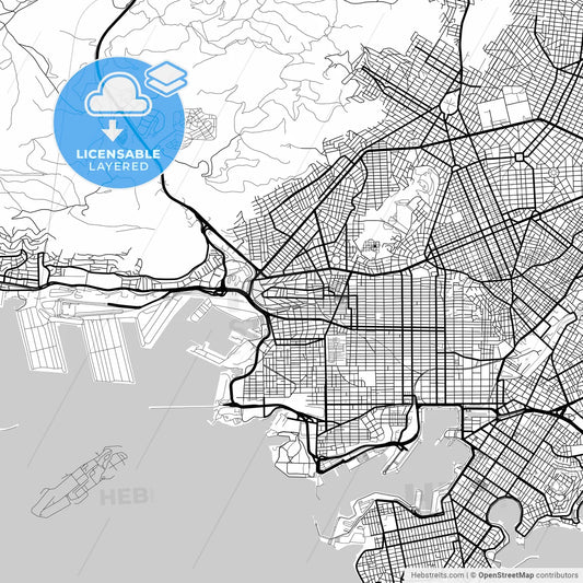Layered PDF map of Keratsini, Attica, Greece