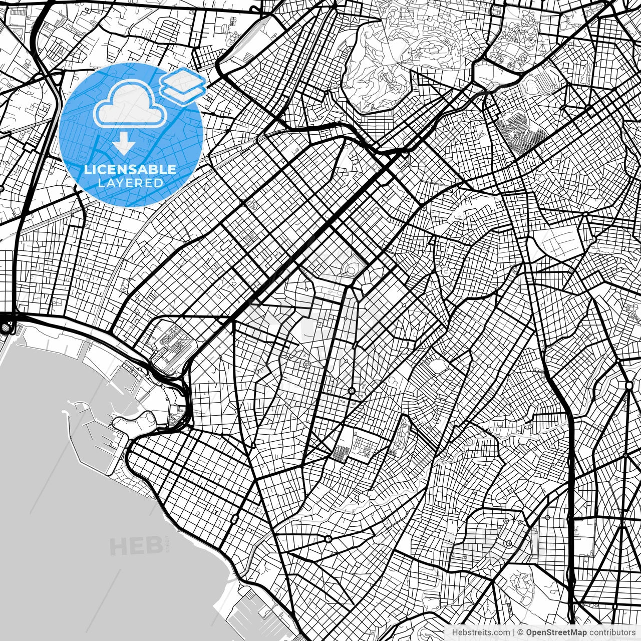 Layered PDF map of Nea Smyrni, Attica, Greece