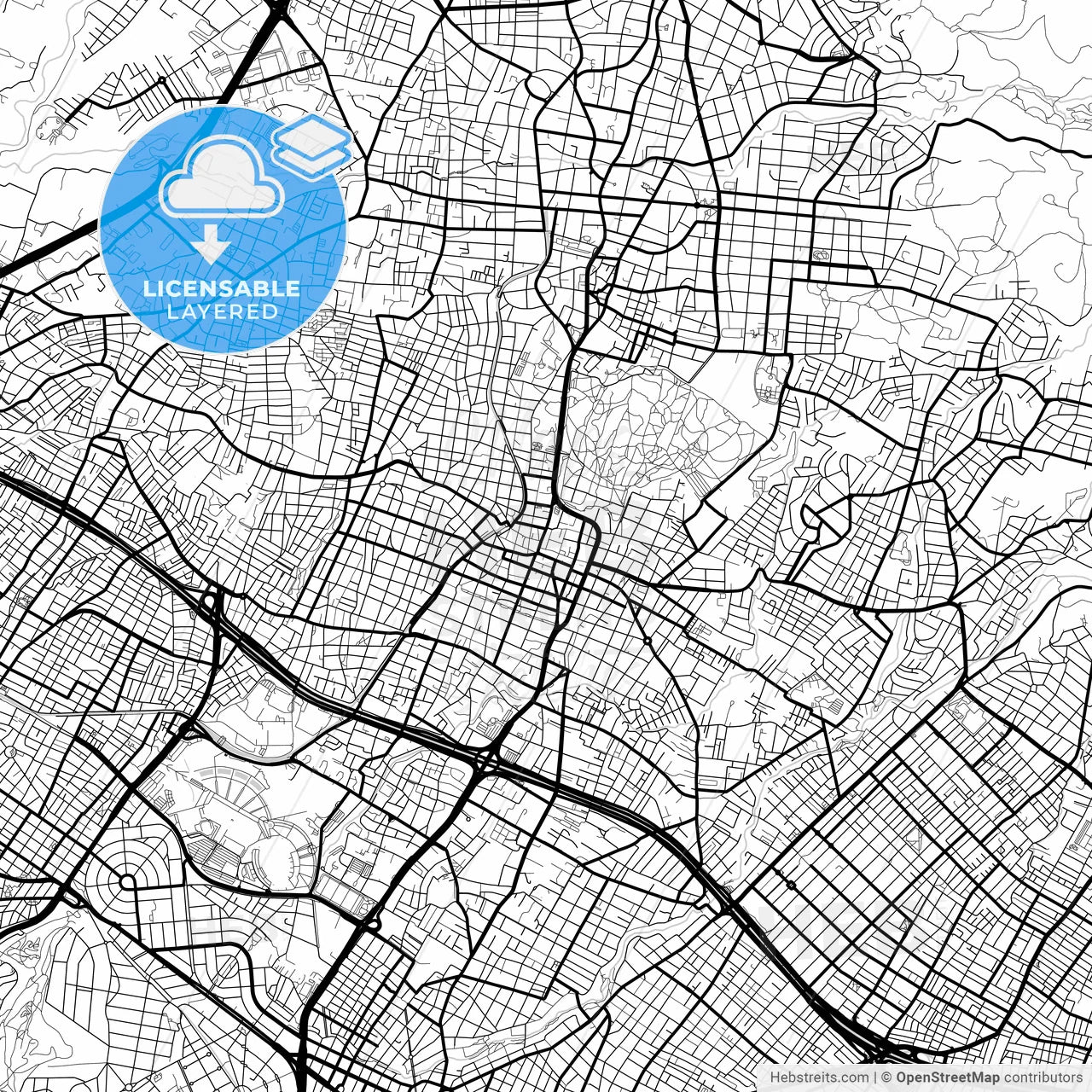 Layered PDF map of Marousi, Attica, Greece