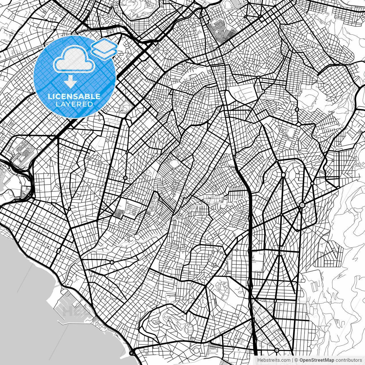 Layered PDF map of Agios Dimitrios, Attica, Greece