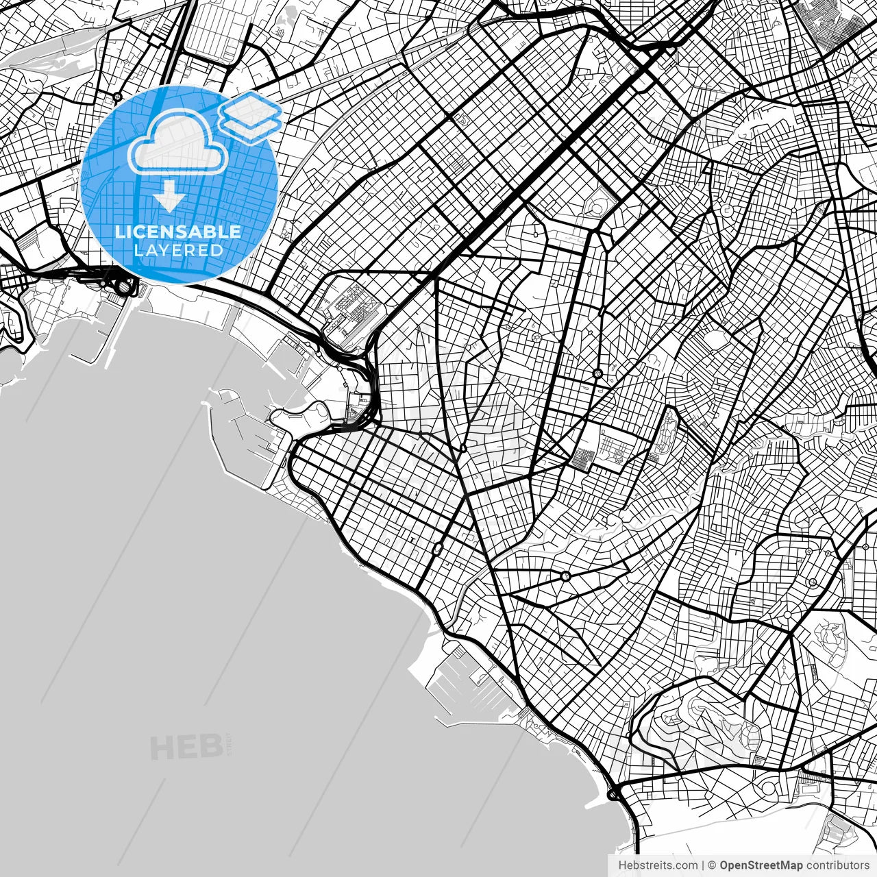 Layered PDF map of Palaio Faliro, Attica, Greece