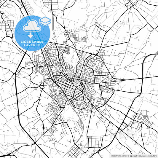 Layered PDF map of Trikala, Thessaly, Greece