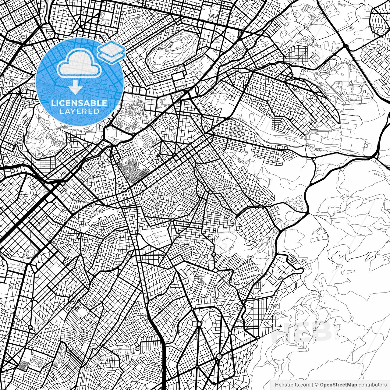 Layered PDF map of Vyronas, Attica, Greece