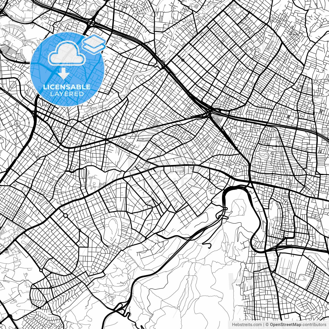 Layered PDF map of Agia Paraskevi, Attica, Greece