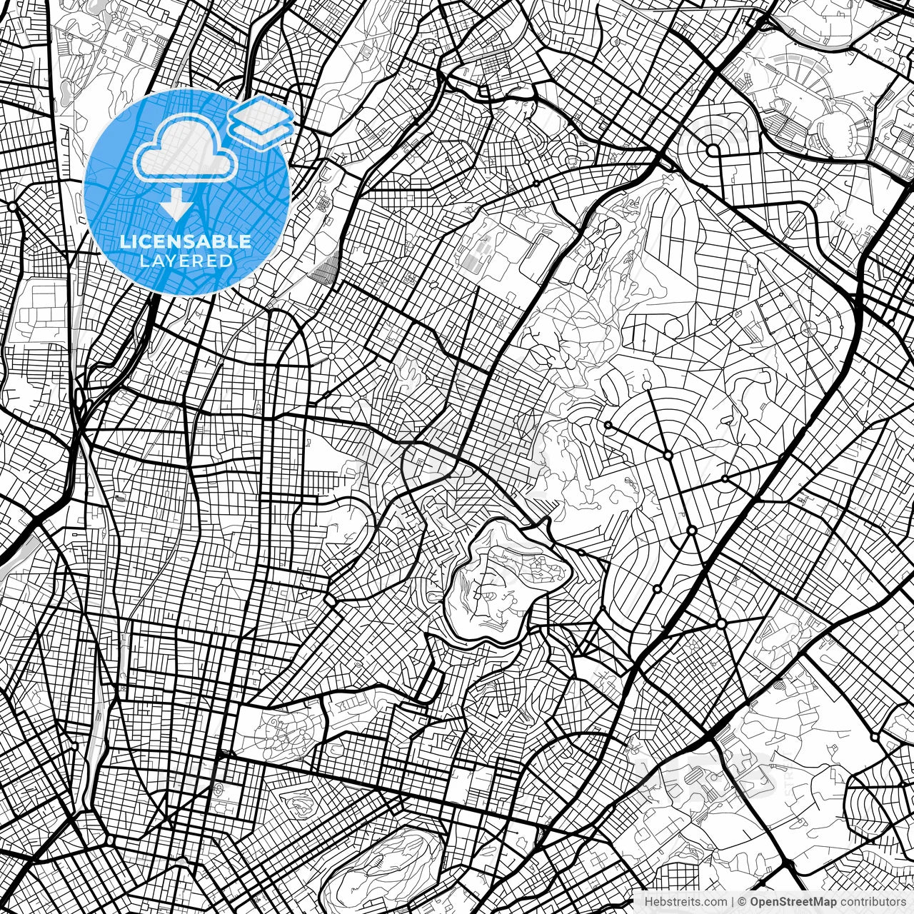 Layered PDF map of Galatsi, Attica, Greece