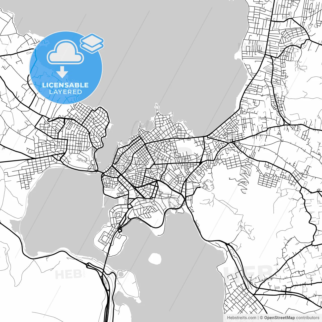 Layered PDF map of Chalcis, Central Greece, Greece