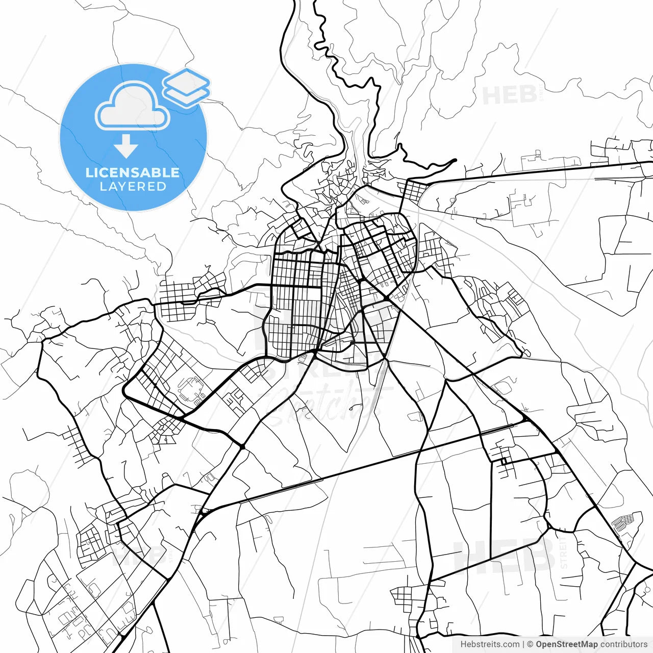 Layered PDF map of Xanthi, Eastern Macedonia and Thrace, Greece