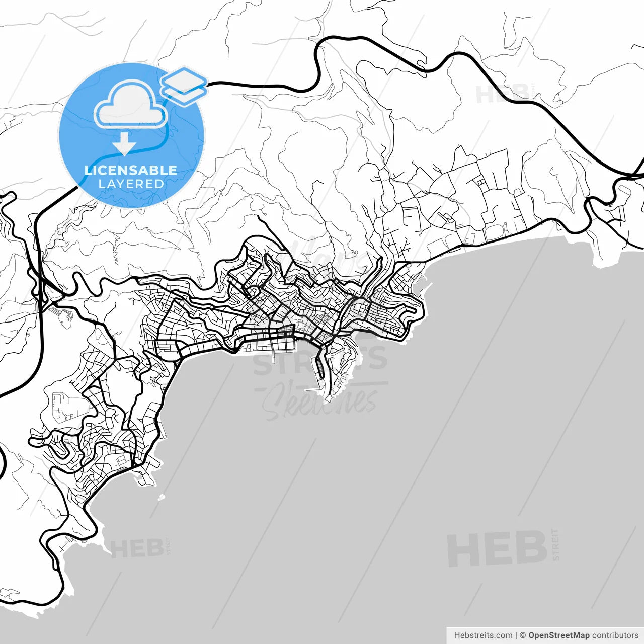 Layered PDF map of Kavala, Eastern Macedonia and Thrace, Greece