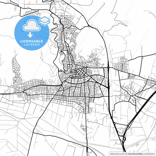 Layered PDF map of Lamia, Central Greece, Greece