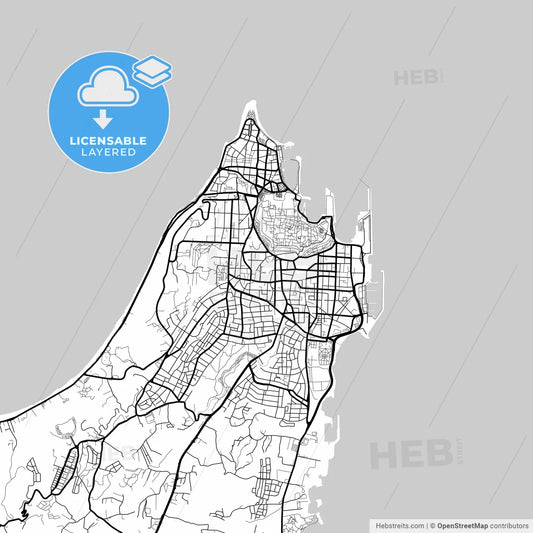 Layered PDF map of Rhodes, South Aegean, Greece