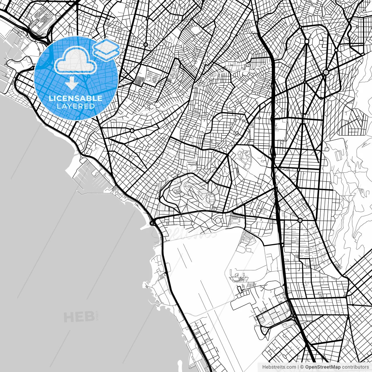 Layered PDF map of Alimos, Attica, Greece