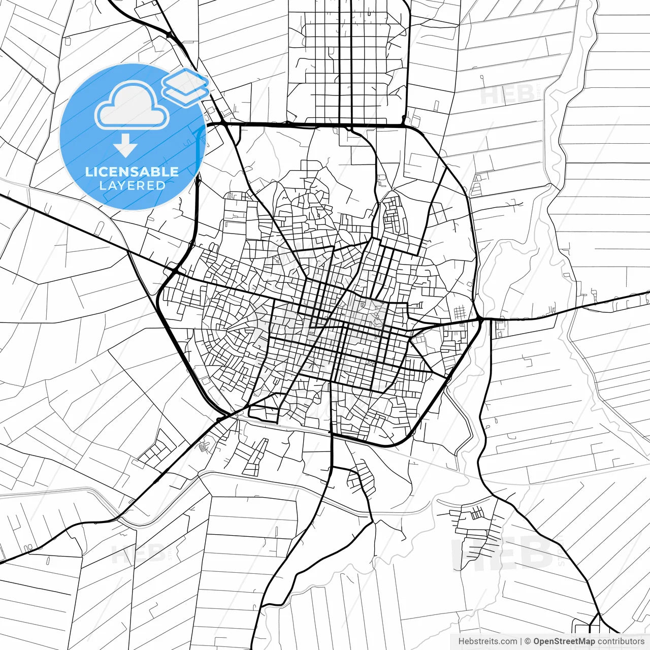 Layered PDF map of Karditsa, Thessaly, Greece