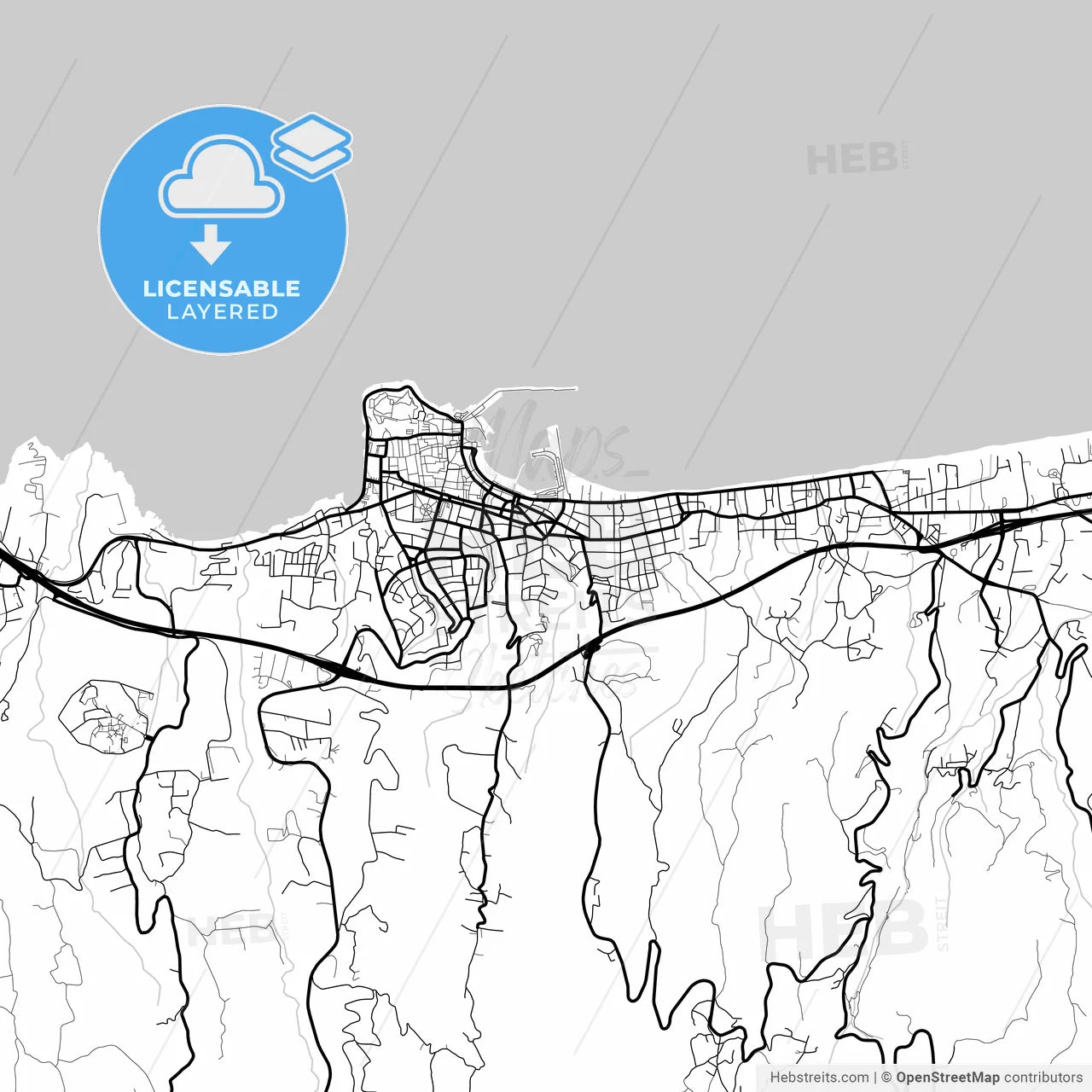 Layered PDF map of Rethymno, Crete, Greece