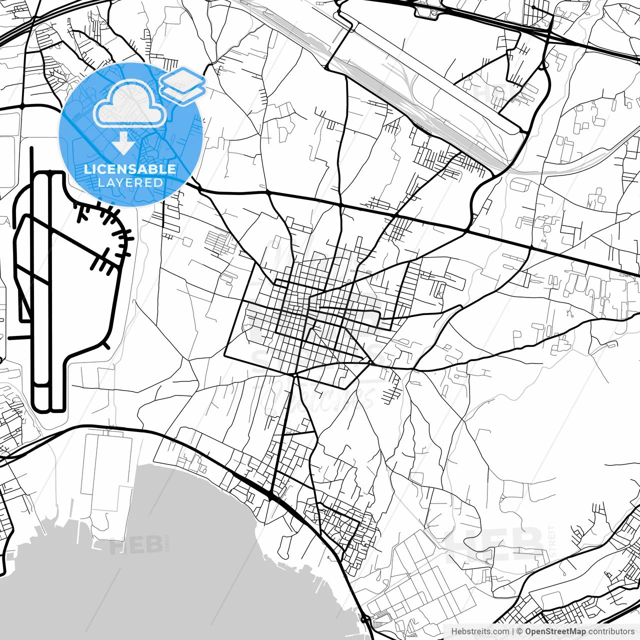 Layered PDF map of Aspropyrgos, Attica, Greece