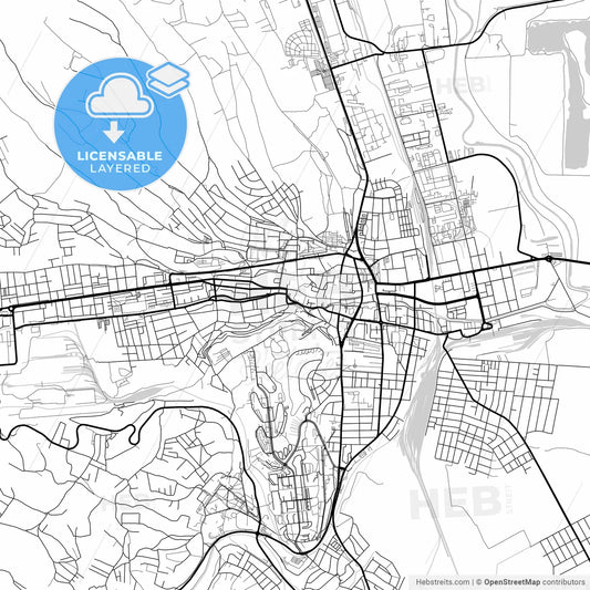 Layered PDF map of Miskolc, Borsod-Abaúj-Zemplén, Hungary