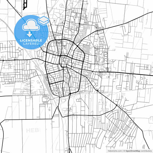 Layered PDF map of Nyíregyháza, Szabolcs-Szatmár-Bereg, Hungary
