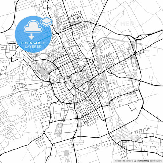 Layered PDF map of Szombathely, Vas, Hungary