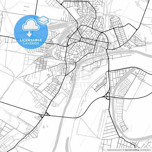 Layered PDF map of Szolnok, Jász-Nagykun-Szolnok, Hungary