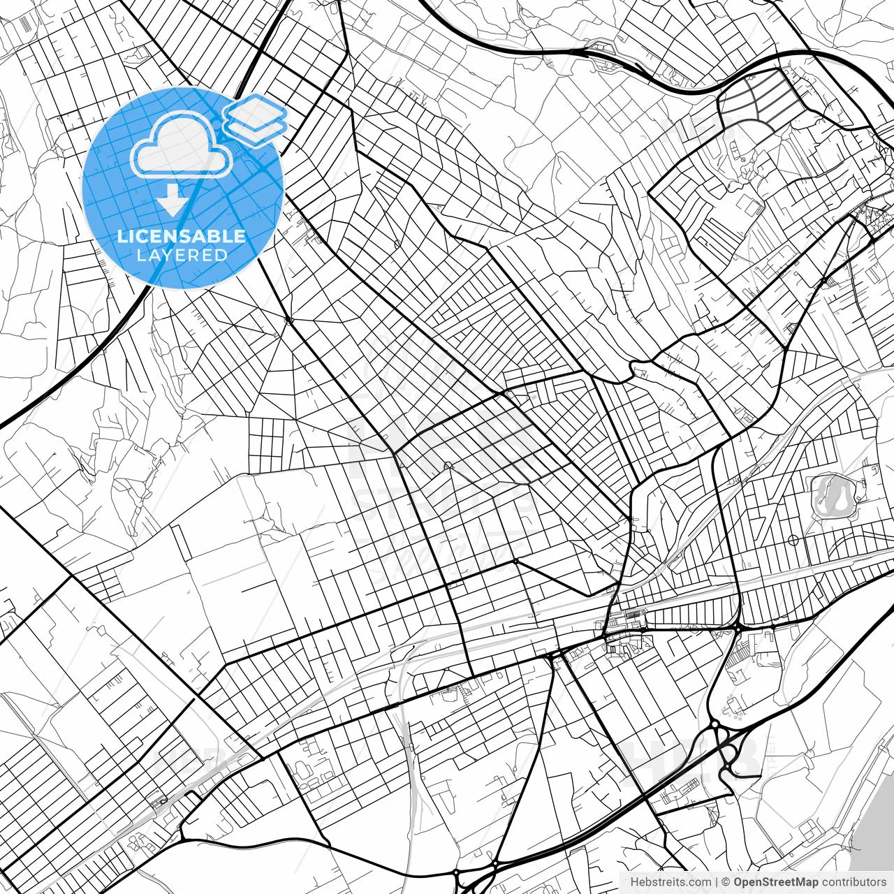 Layered PDF map of Érd, Pest, Hungary