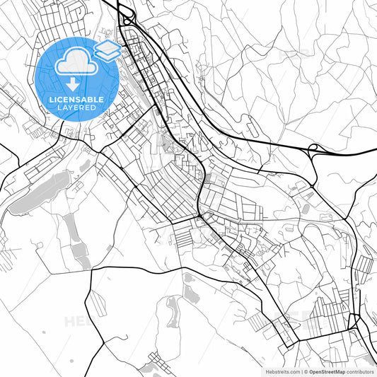 Layered PDF map of Tatabánya, Komárom-Esztergom, Hungary
