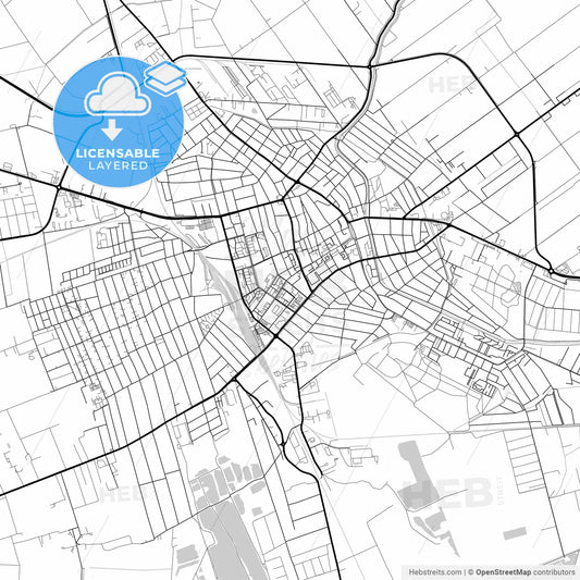 Layered PDF map of Békéscsaba, Békés, Hungary
