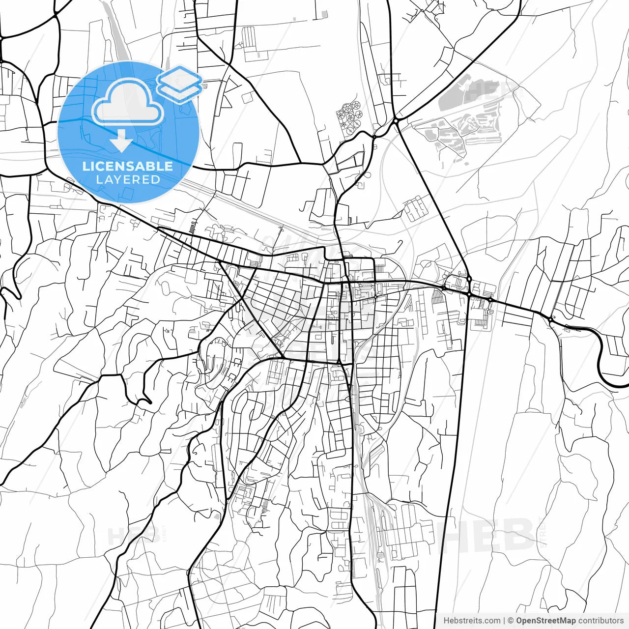 Layered PDF map of Zalaegerszeg, Zala, Hungary