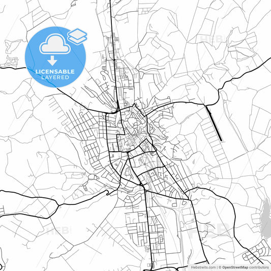 Layered PDF map of Eger, Heves, Hungary