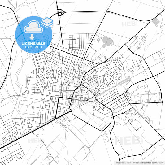 Layered PDF map of Hódmezővásárhely, Csongrád, Hungary