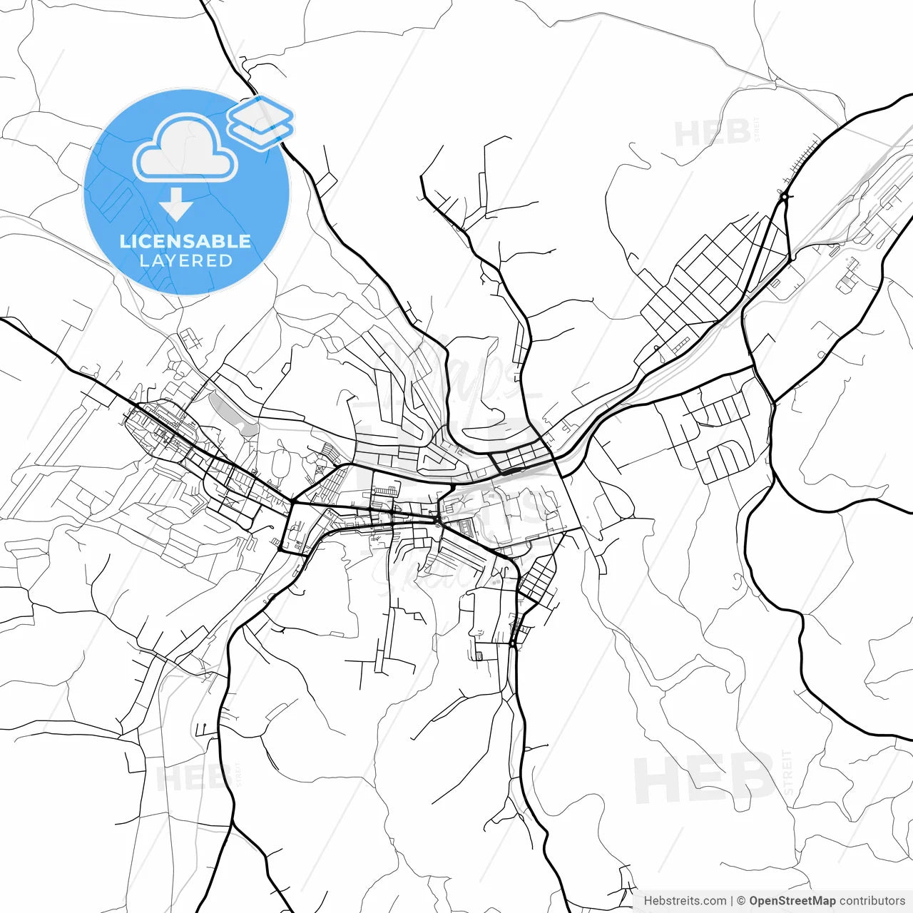 Layered PDF map of Ózd, Borsod-Abaúj-Zemplén, Hungary