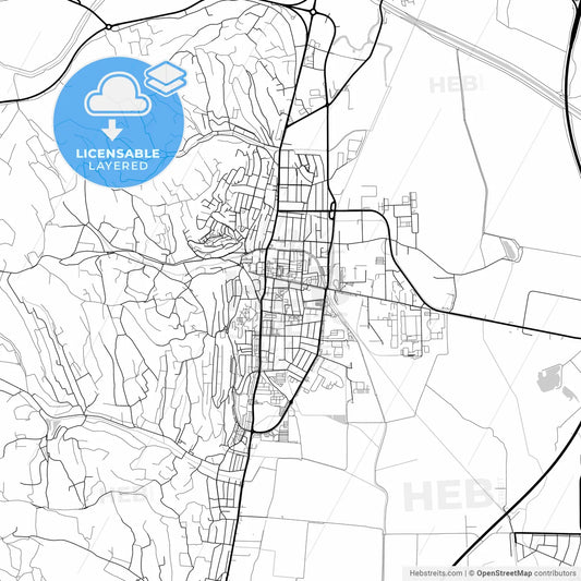 Layered PDF map of Szekszárd, Tolna, Hungary